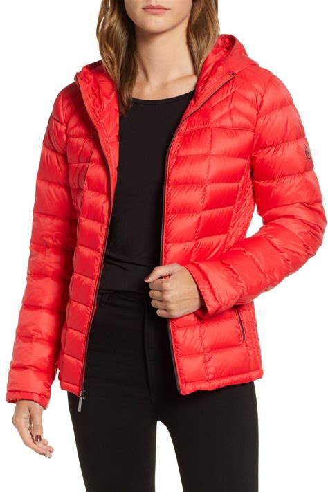 red michael kors puffer jacket|Michael Kors lightweight puffer jacket.